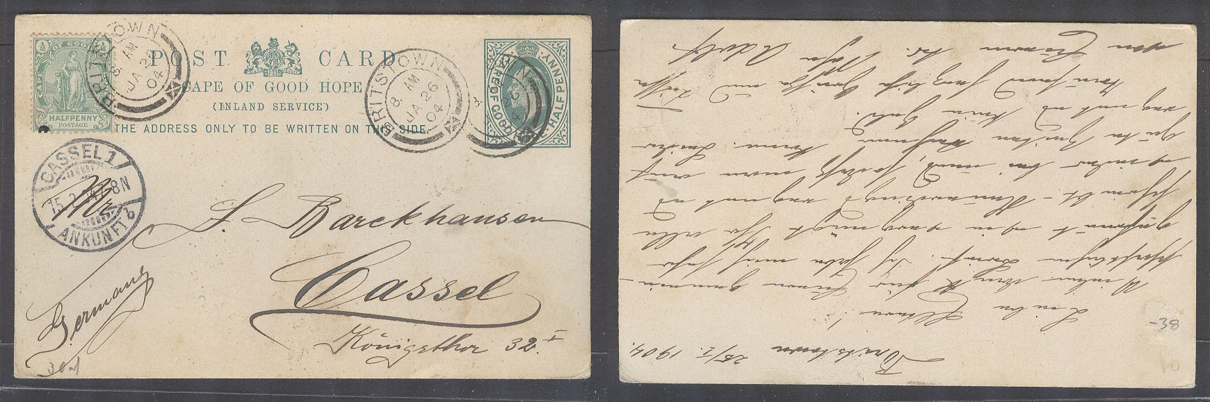 Lot 709 - south africa - Antonio Torres Auction #45: Worldwide Spring postal history Lot 709 - south africa - Antonio Torres Auction #45: Worldwide Spring postal history
