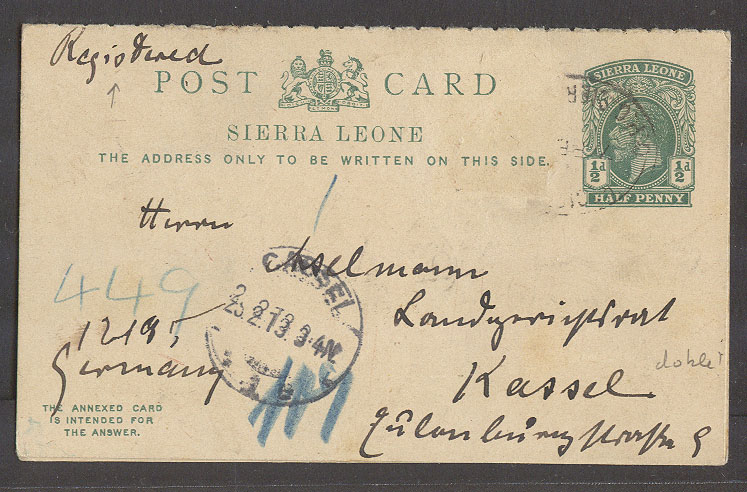 Lot 408 - british commonwealth sierra leone - Antonio Torres Auction #45: Worldwide Spring postal history Lot 408 - british commonwealth sierra leone - Antonio Torres Auction #45: Worldwide Spring postal history