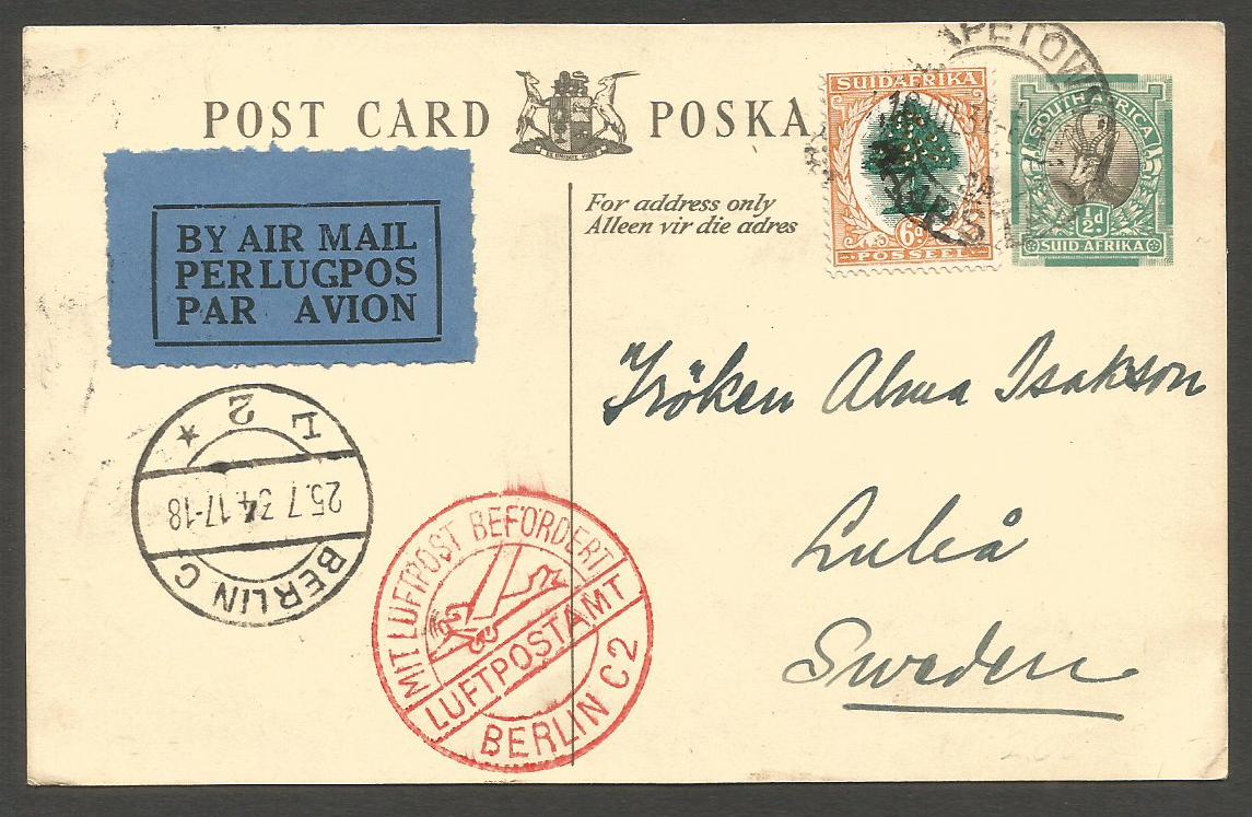 Lot 769 - south africa - Antonio Torres Auction #45: Worldwide Spring postal history Lot 769 - south africa - Antonio Torres Auction #45: Worldwide Spring postal history