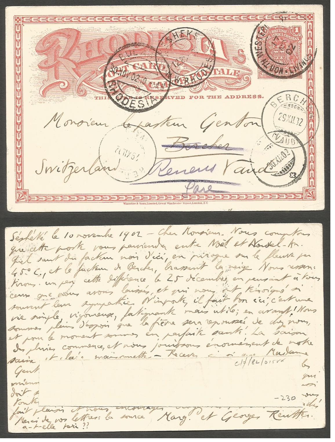Lot 395 - british commonwealth rhodesia - Antonio Torres Auction #45: Worldwide Spring postal history Lot 395 - british commonwealth rhodesia - Antonio Torres Auction #45: Worldwide Spring postal history