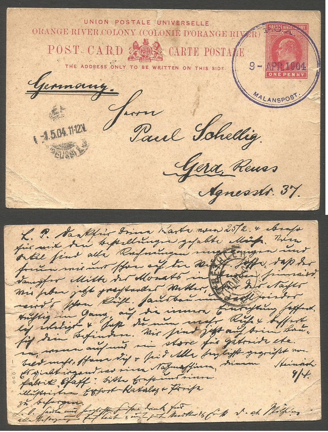 Lot 710 - south africa - Antonio Torres Auction #45: Worldwide Spring postal history Lot 710 - south africa - Antonio Torres Auction #45: Worldwide Spring postal history