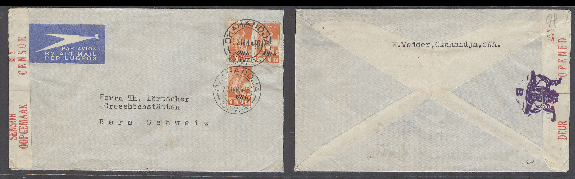 Lot 424 - british commonwealth swa - Antonio Torres Auction #45: Worldwide Spring postal history Lot 424 - british commonwealth swa - Antonio Torres Auction #45: Worldwide Spring postal history