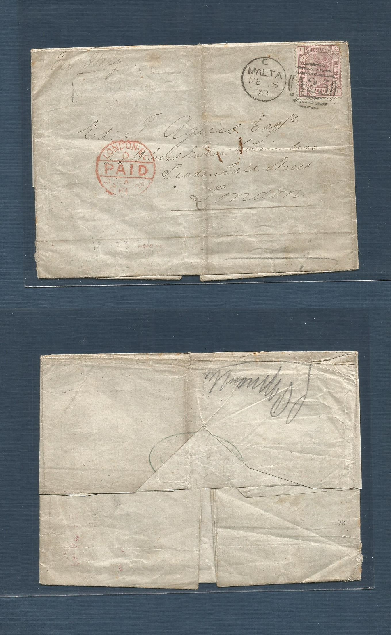 Lot 1387 - Bc - Malta - Antonio Torres Worldwide February Postal History General & Selection Auction #60 | #61 Lot 1387 - Bc - Malta - Antonio Torres Worldwide February Postal History General & Selection Auction #60 | #61