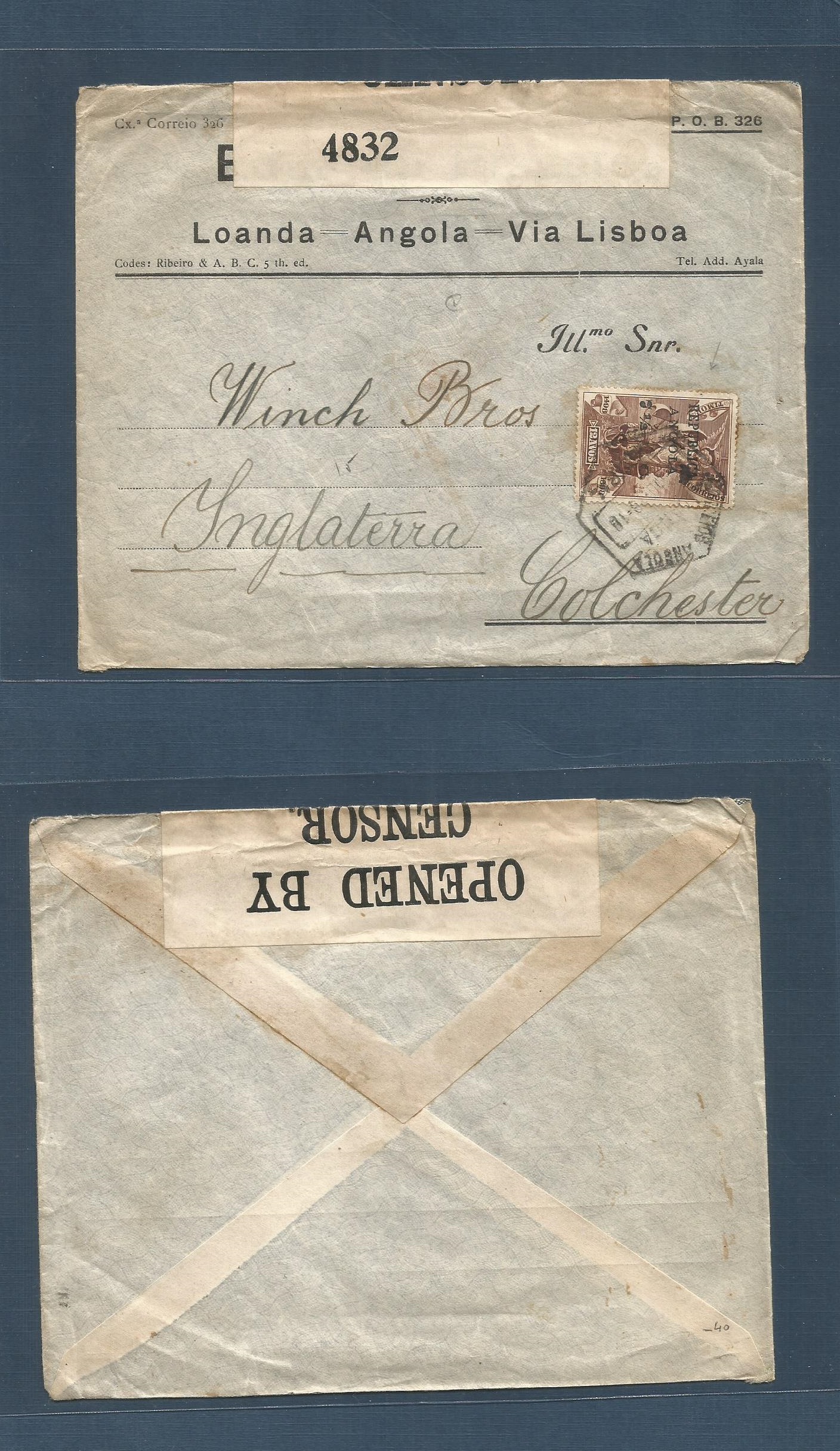 Lot 1574 - Portugal-Angola - Antonio Torres Worldwide February Postal History General & Selection Auction #60 | #61 Lot 1574 - Portugal-Angola - Antonio Torres Worldwide February Postal History General & Selection Auction #60 | #61