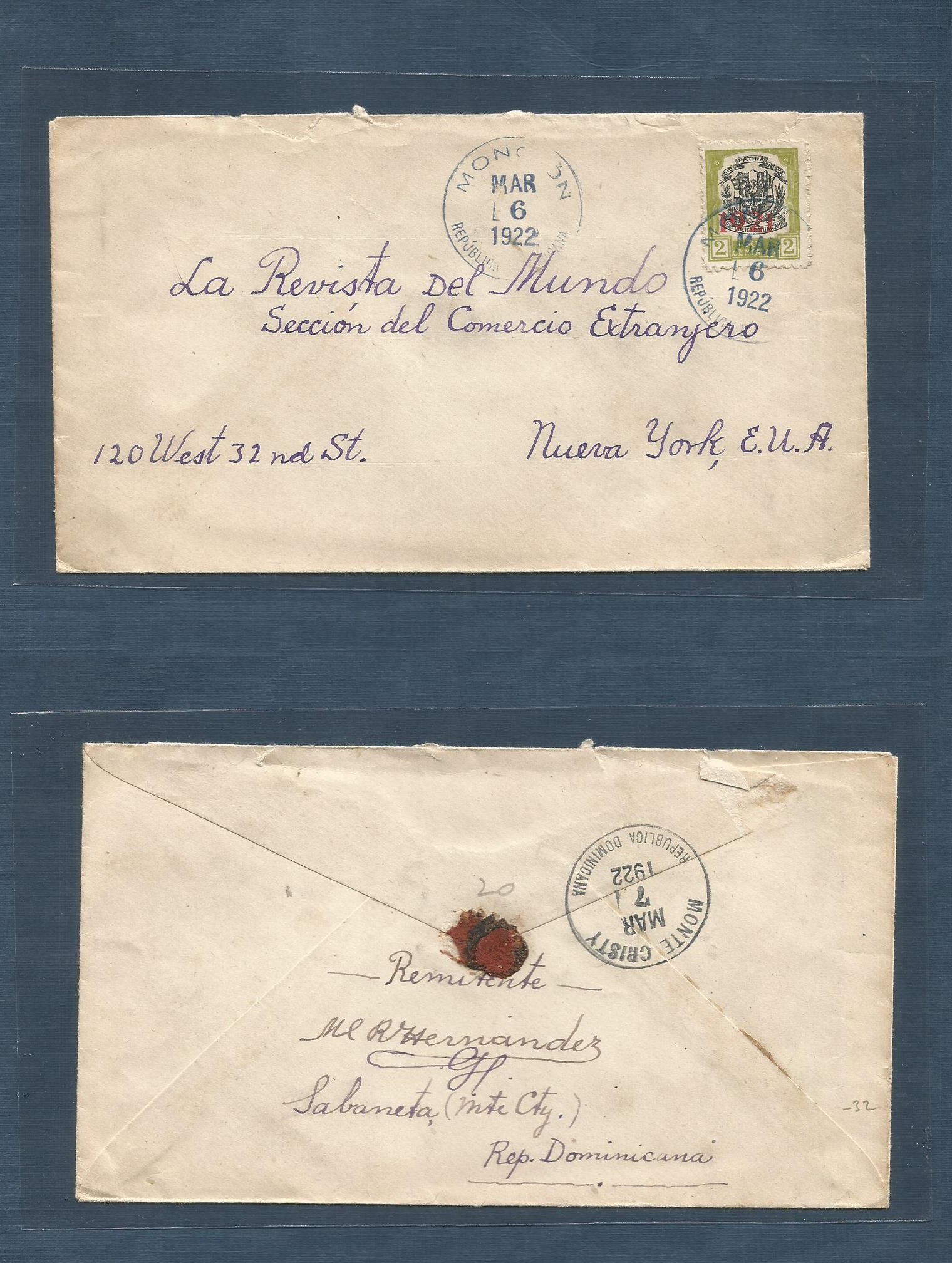 Lot 1197 - dominican rep - Antonio Torres Worldwide February Postal History General & Selection Auction #60 | #61 Lot 1197 - dominican rep - Antonio Torres Worldwide February Postal History General & Selection Auction #60 | #61