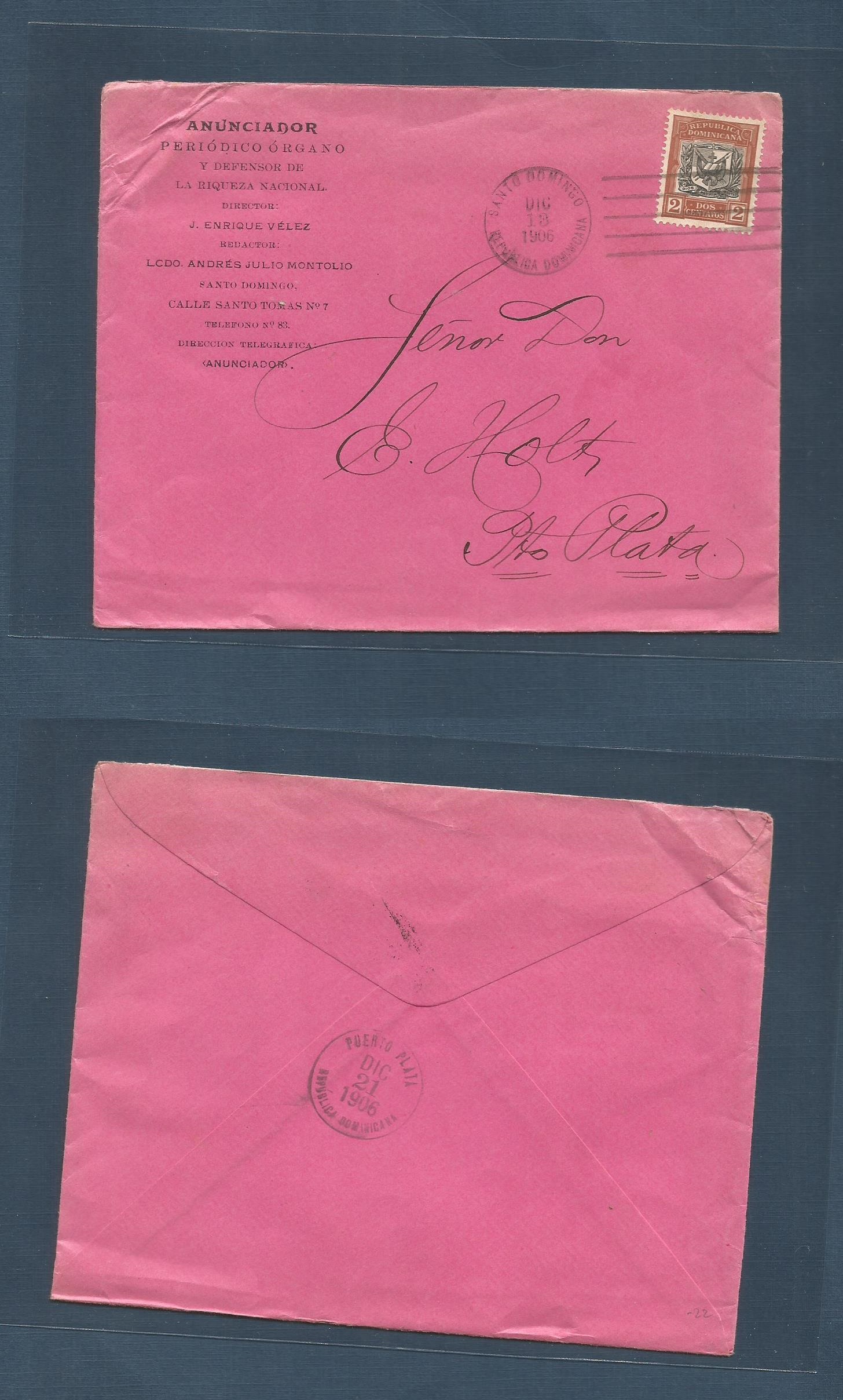 Lot 1169 - dominican rep - Antonio Torres Worldwide February Postal History General & Selection Auction #60 | #61 Lot 1169 - dominican rep - Antonio Torres Worldwide February Postal History General & Selection Auction #60 | #61