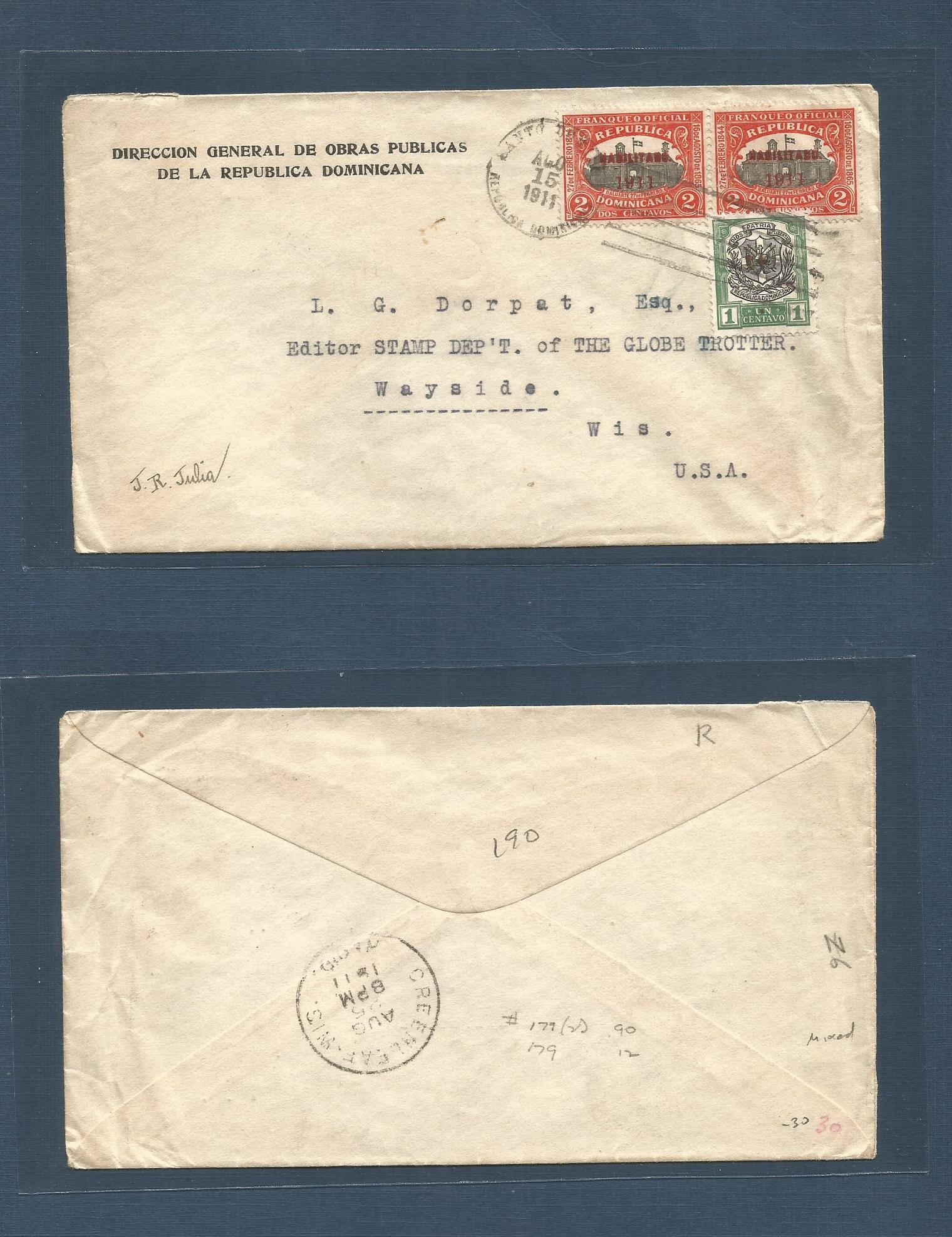 Lot 1179 - dominican rep - Antonio Torres Worldwide February Postal History General & Selection Auction #60 | #61 Lot 1179 - dominican rep - Antonio Torres Worldwide February Postal History General & Selection Auction #60 | #61