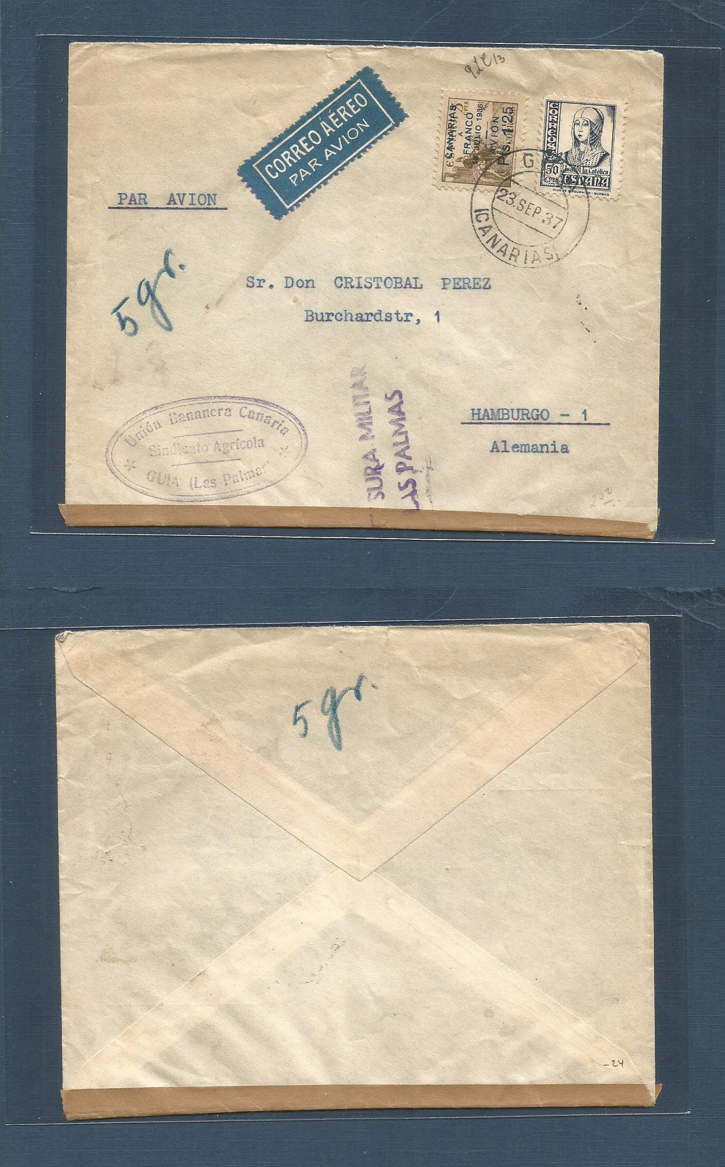 Lot 1703 - E-Canarias  -  Antonio Torres Worldwide February Postal History General & Selection Auction #60 | #61