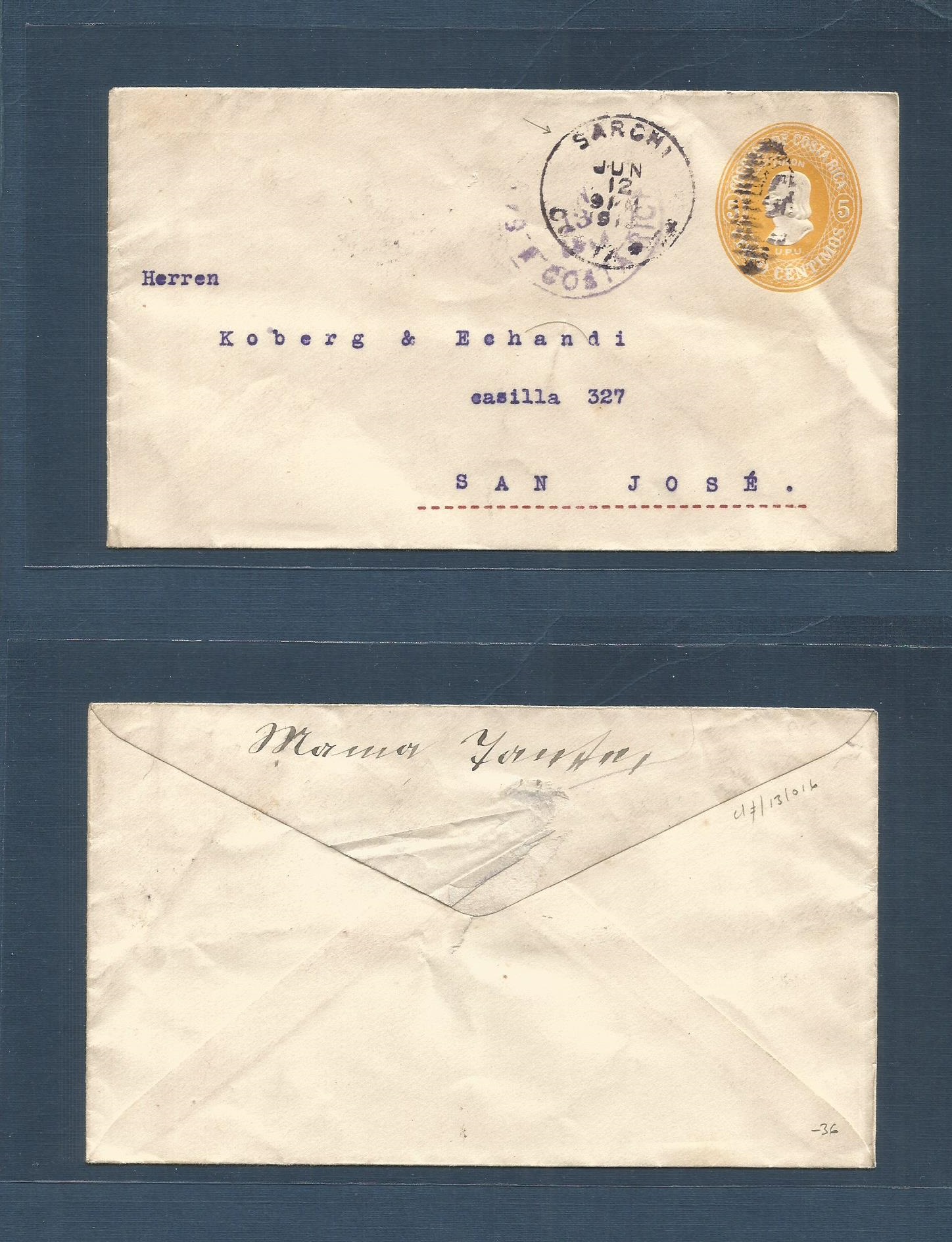 Lot 1152 - Costa Rica - Antonio Torres Worldwide February Postal History General & Selection Auction #60 | #61 Lot 1152 - Costa Rica - Antonio Torres Worldwide February Postal History General & Selection Auction #60 | #61