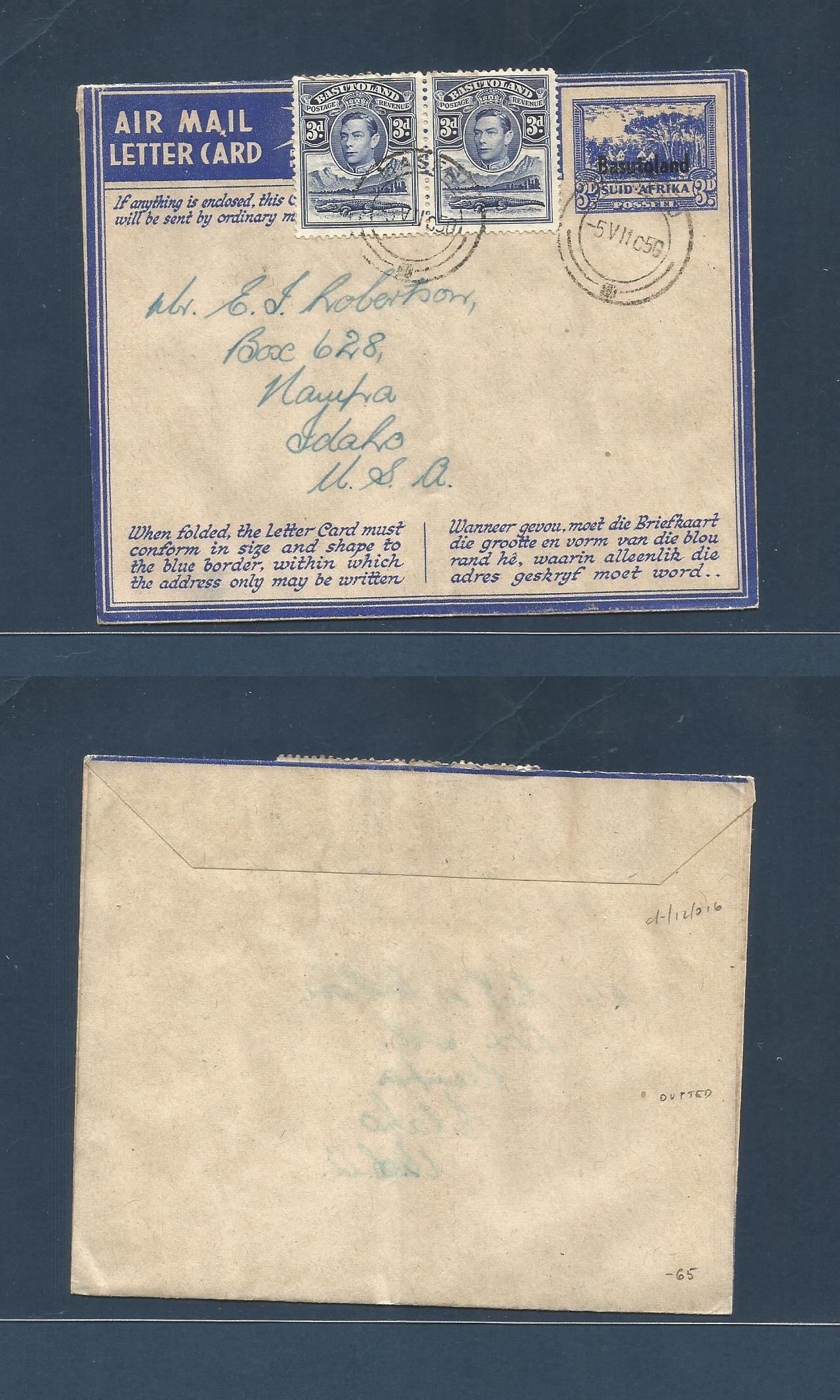Lot 1371 - Bc - Basutoland - Antonio Torres Worldwide February Postal History General & Selection Auction #60 | #61 Lot 1371 - Bc - Basutoland - Antonio Torres Worldwide February Postal History General & Selection Auction #60 | #61