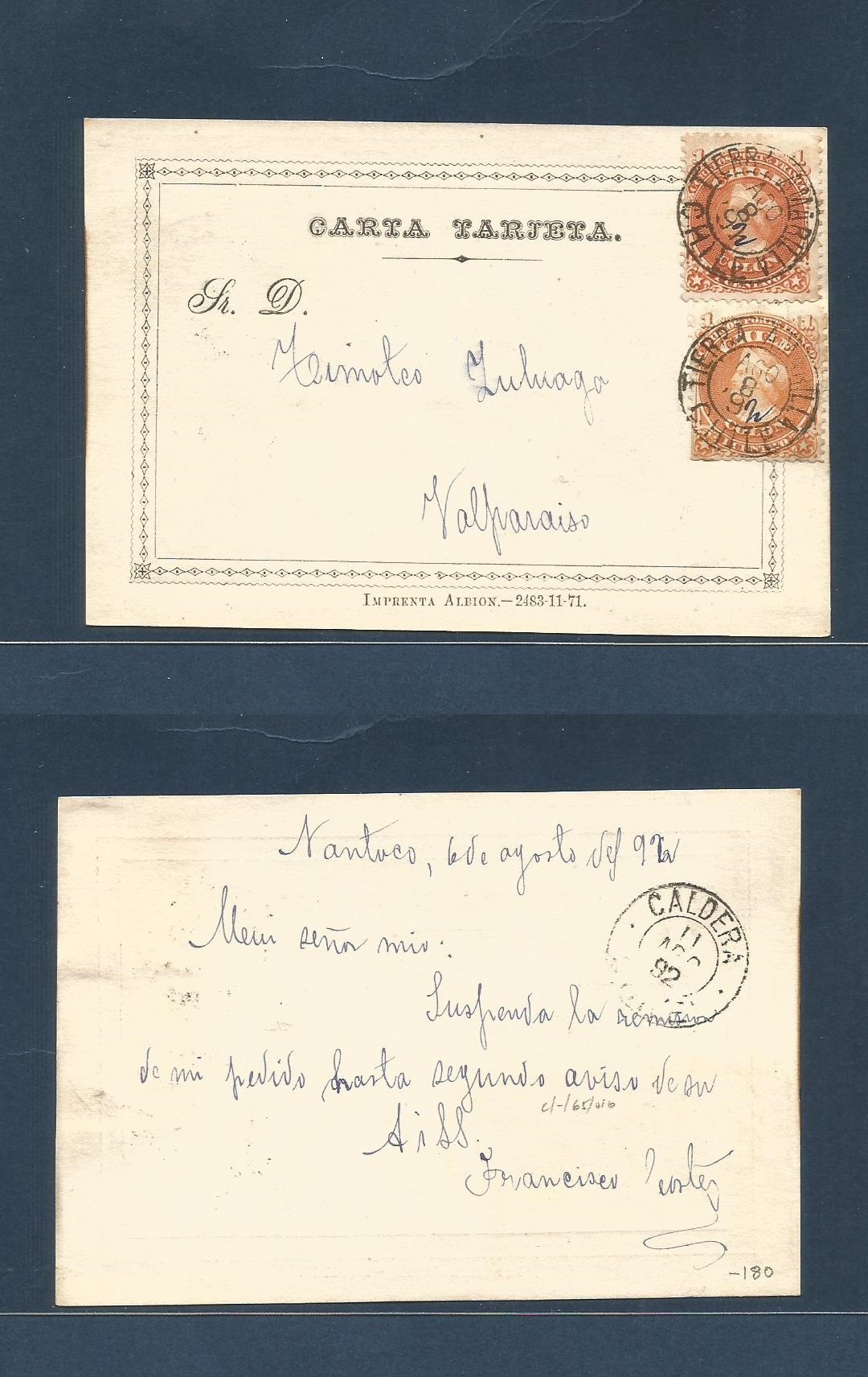 Lot 46 - Chile - Stationery - Antonio Torres Worldwide February Postal History General & Selection Auction #60 | #61 Lot 46 - Chile - Stationery - Antonio Torres Worldwide February Postal History General & Selection Auction #60 | #61