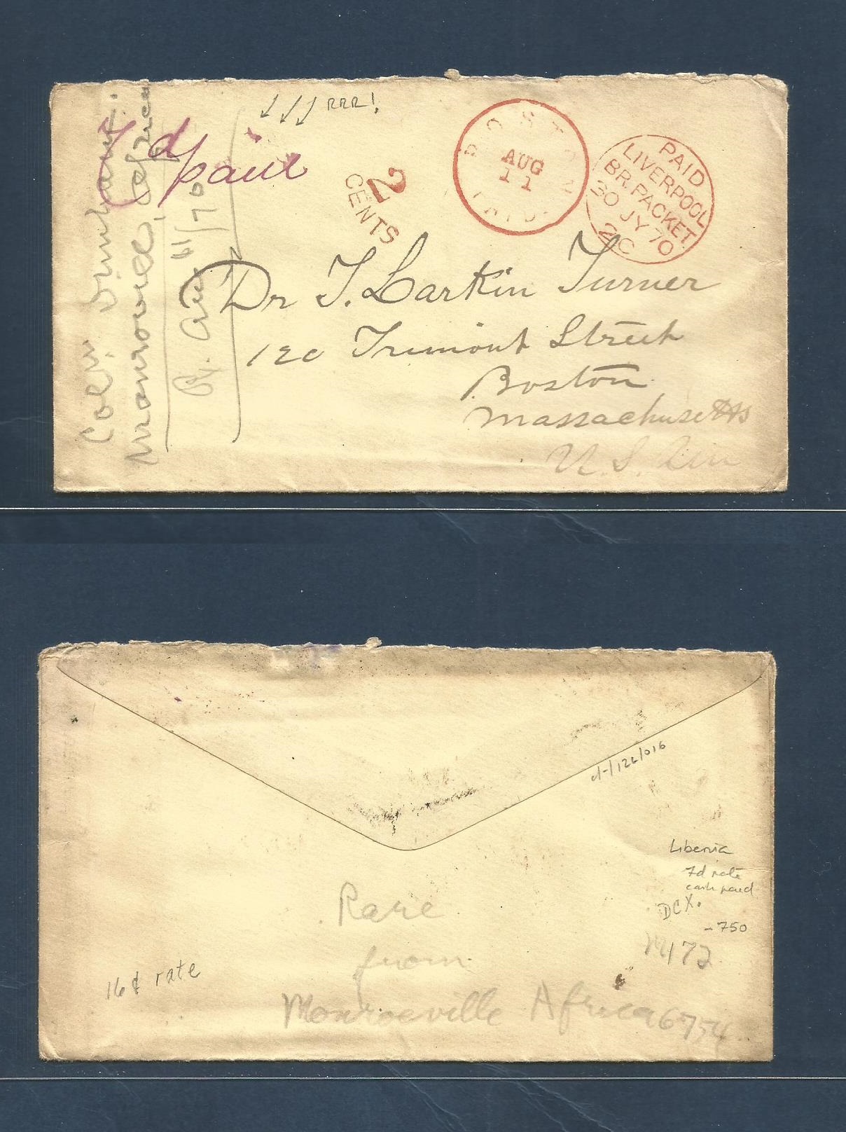 Lot 235 - Liberia - Antonio Torres Worldwide February Postal History General & Selection Auction #60 | #61 Lot 235 - Liberia - Antonio Torres Worldwide February Postal History General & Selection Auction #60 | #61